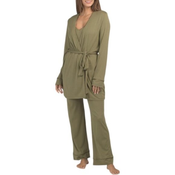 COSABELLA 3pc Pima Cotton Blend Robe Camisole And Pants Set - Picture 1 of 4